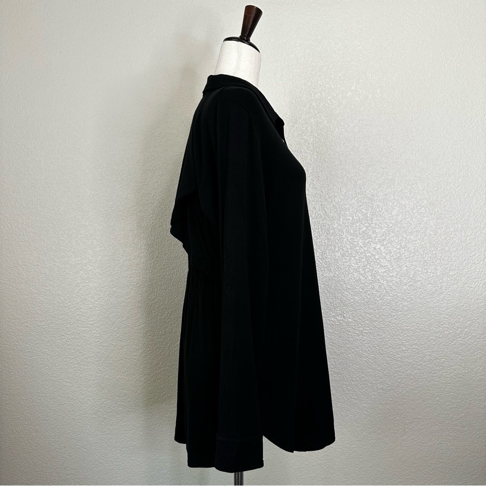 Soft Surroundings Black Criss-Cross Back Button Down Tunic Shirt, Sz Medium - Picture 6 of 13